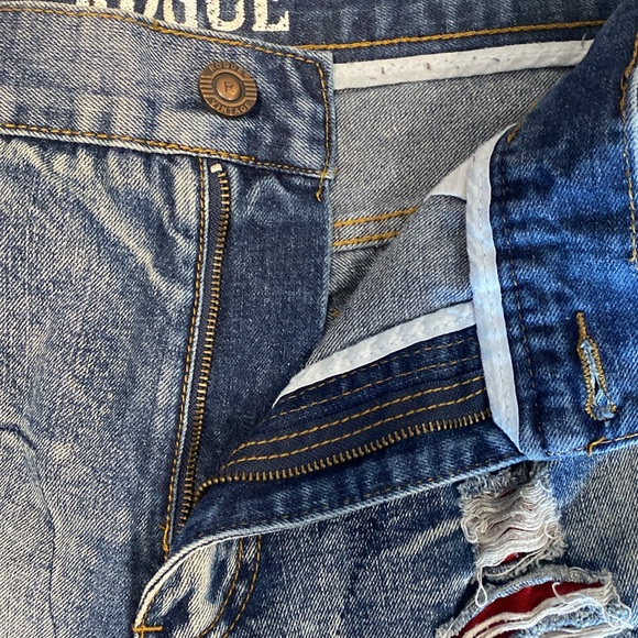 Rogue Vintage distressed street ripped blue red jeans, size 38 x 33 - Picture 10 of 11